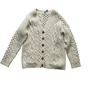 The Scotch House 100% Wool Button Front Cardigan Sweater Women’s Size 36 Cream